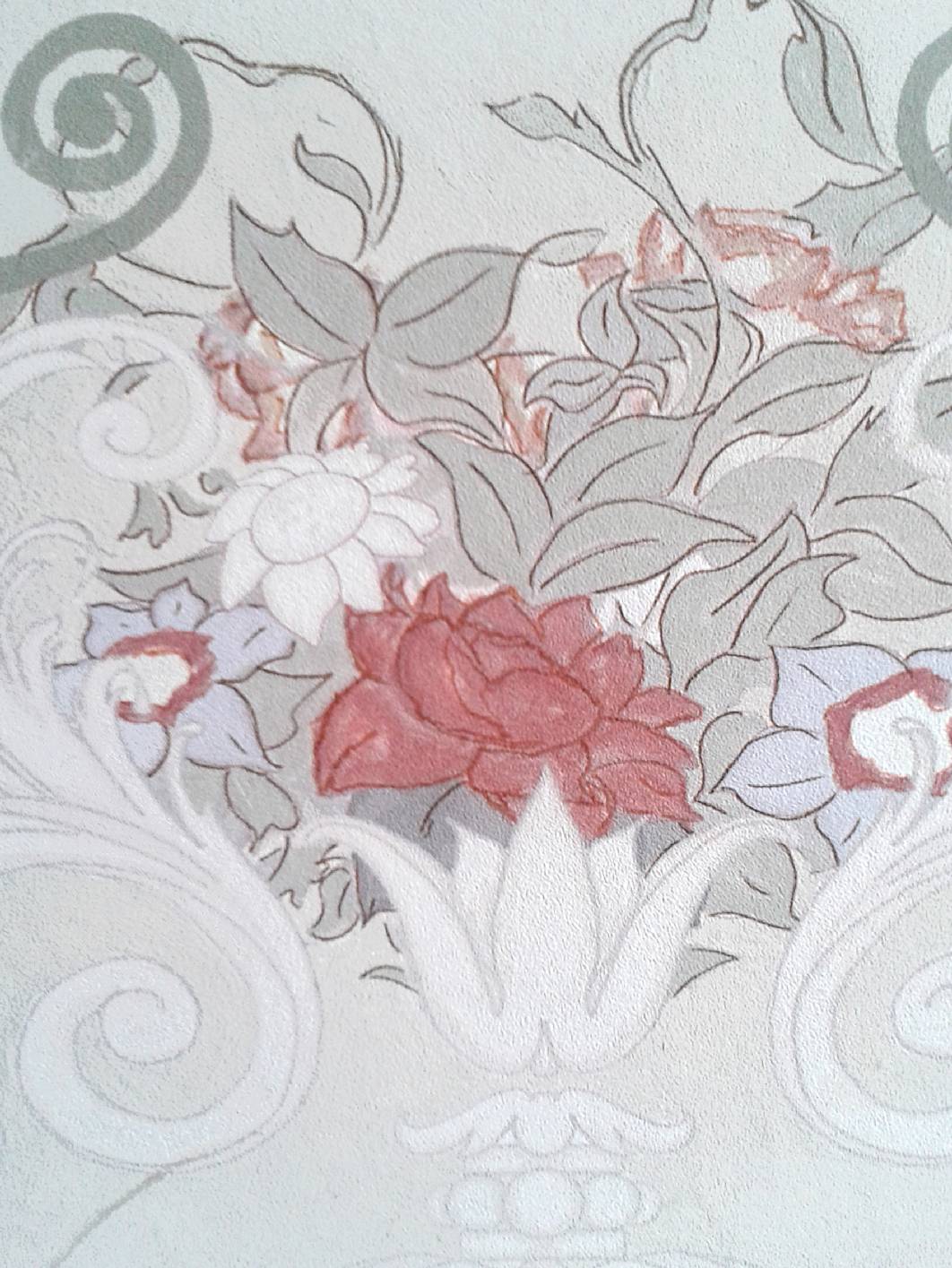 Kalkspachtel, Spachteltechnik, Schablonentechnik, Jugendstil  Treppenhaus, Treppenhaus Berlin, Gründerzeit Treppenhaus Berlin, Malerarbeiten Berlin, Restaurierung Berlin, Schablonen, Lasur, Lasuren, Kreuzberg